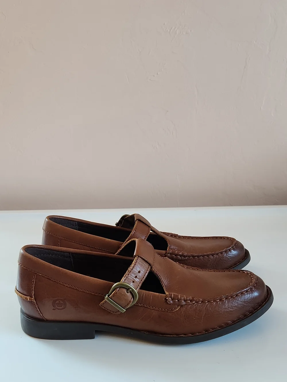 Born Women's T-Strap Loafers Miki Brown Solera Size 8